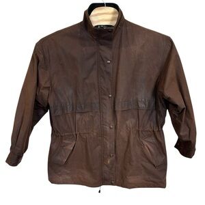 Vintage Australian Outback‎ Collection Waxed Cotton Jacket Brown Plaid Lined XL